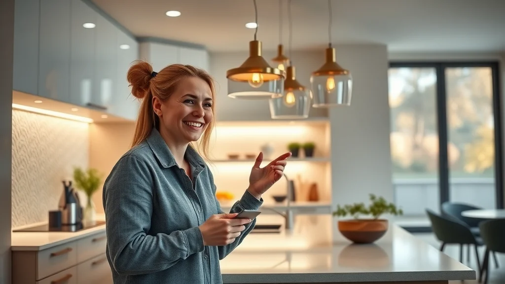 Sophisticated kitchen lighting with under-cabinet, pendant, and smart lighting in a contemporary luxury kitchen remodel.
