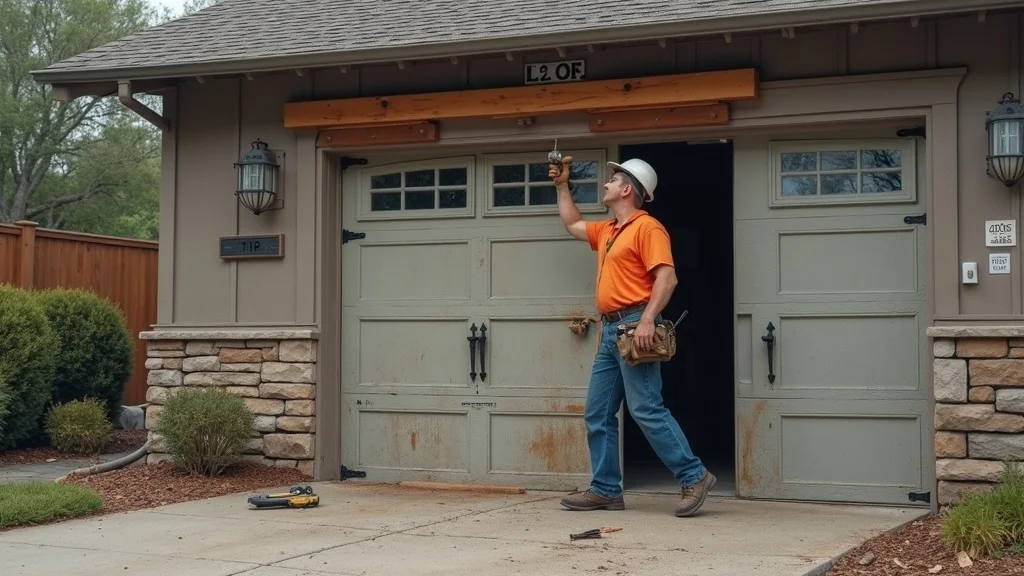 Contractor removing garage door for conversion, removing garage door