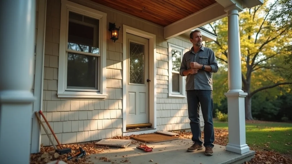 Concerned St Louis homeowner examines poorly installed cement siding with visible installation errors, highlighting the need for skilled Hardie siding contractor St Louis.