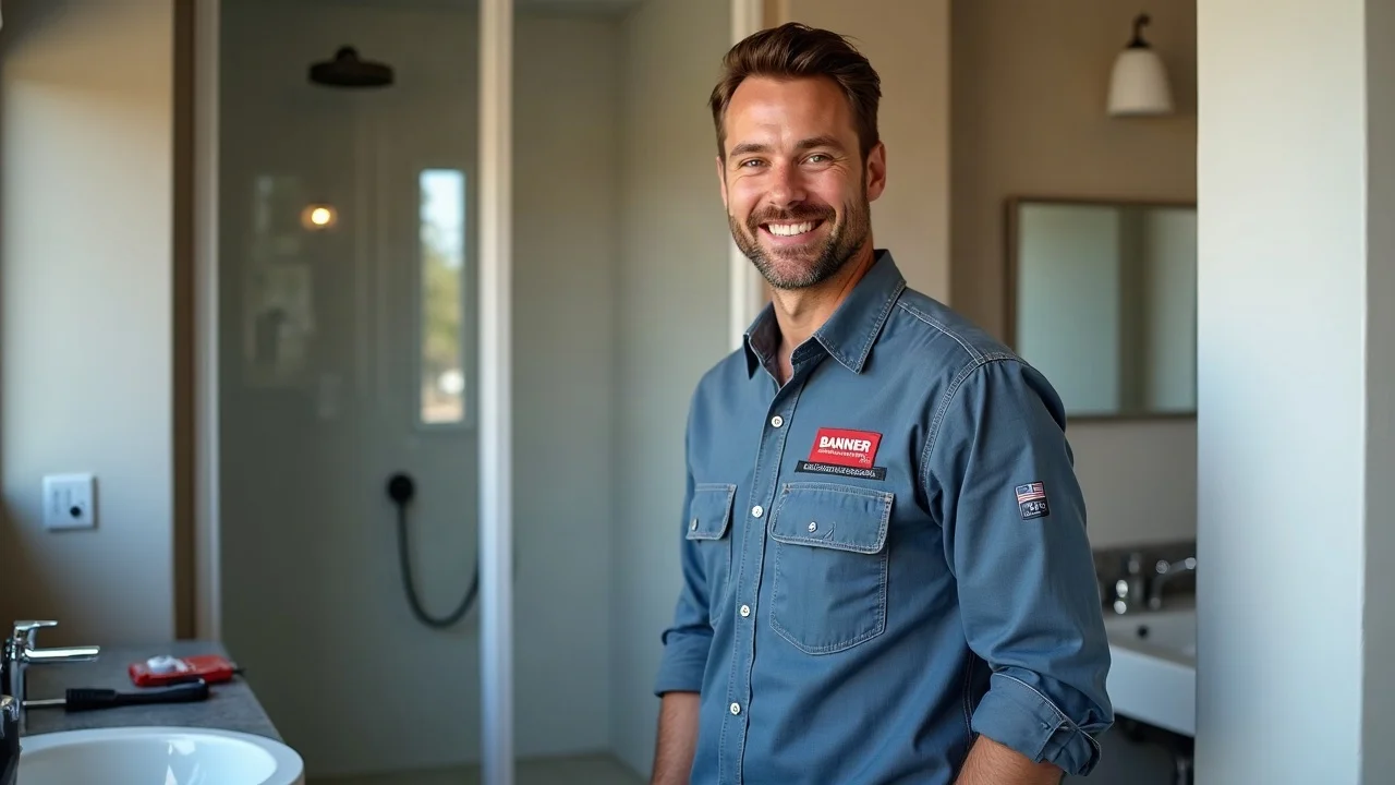 Experienced Banner Construction contractor overseeing a budget-friendly bathroom remodel