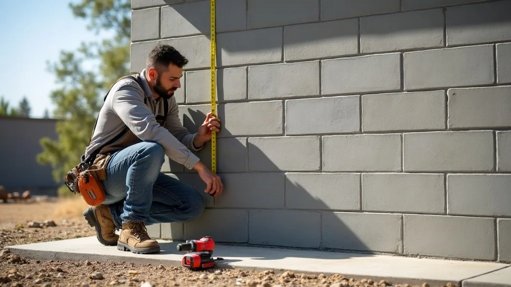 contractor installing furring strips on exterior concrete block wall for vinyl siding