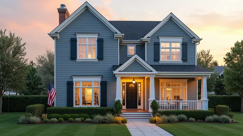 Elegant luxury home with custom-colored vinyl siding showing inviting curb appeal in an upscale neighborhood