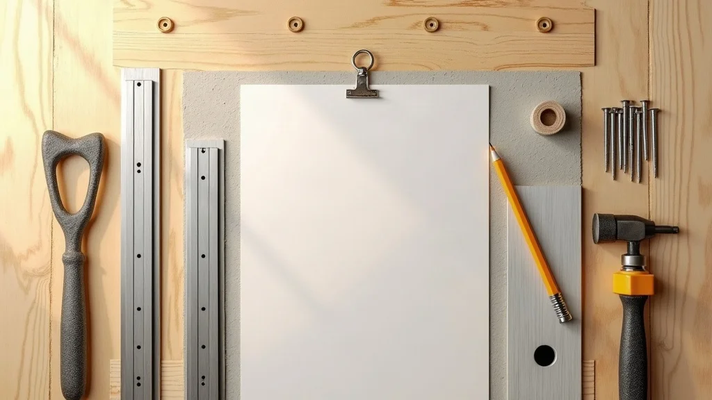 tools and materials for preparing walls before vinyl siding installation on plywood surface